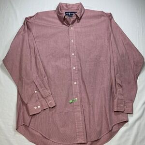Ralph Lauren Yarmouth Mens Dress Shirt Long‎ Sleeve Button Down Red Check